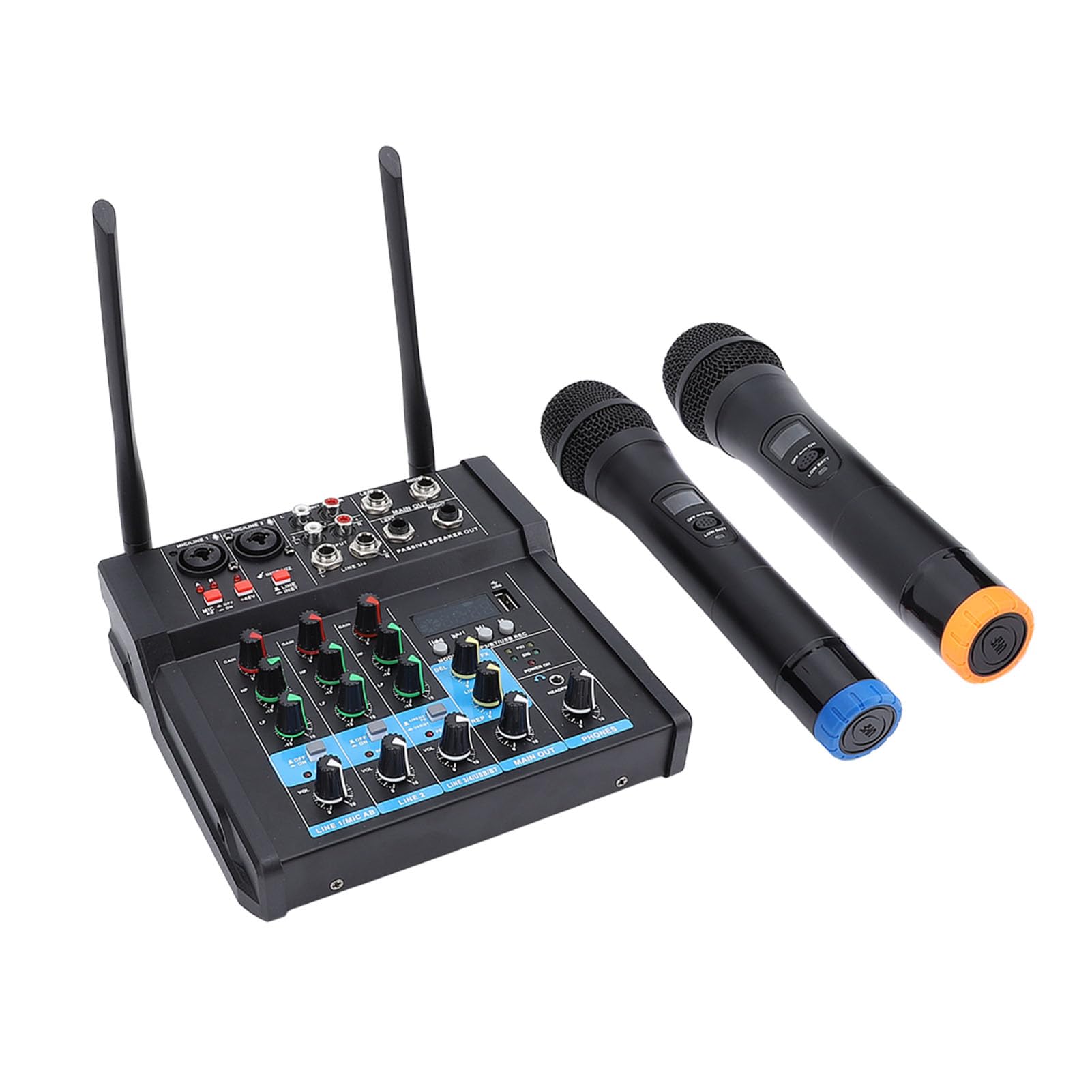 Consola de Mezcla USB con Micrófono BT, Mezclador de Sonido para Karaoke, Memoria USB de 6 Canales, Minimezclador de Audio para DJ para Grabación en Vivo de PC