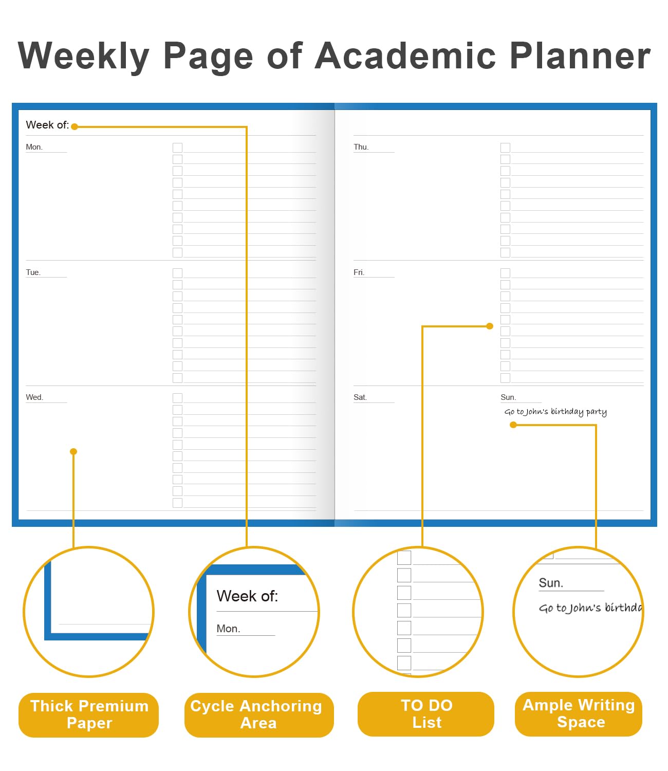 Agenda accademica 2025-2026 - Agenda settimanale non datata per studenti scolastici, liceali, universitari e infermieristici, 21,6 x 27,9 cm, blu