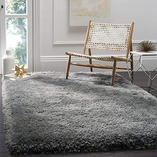 Image of Urban Modern Decor Features 6x8 Feet Modern Soft Shaggy Carpet Thick, Fluffy & 2 inch Pile Shag Rug for Your Kids Room, Bedroom & Livingroom(6x8 feet, Silver Plain)