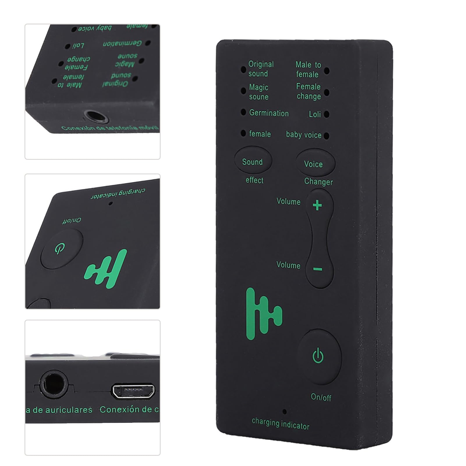 Denash Portátil Mini Voice Changer Tarjeta de Sonido de transmisión en para PC de teléfono móvil (versión en inglés)