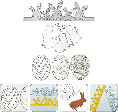 Miniatura 9 de EXCEART 3pcs Rabbit Cutting Paper Art Egg Making Card DIY Die Craft for Steel Bunny Cards Scrapbooking Stencils Dies Cuts Carbon Easter Embossing
