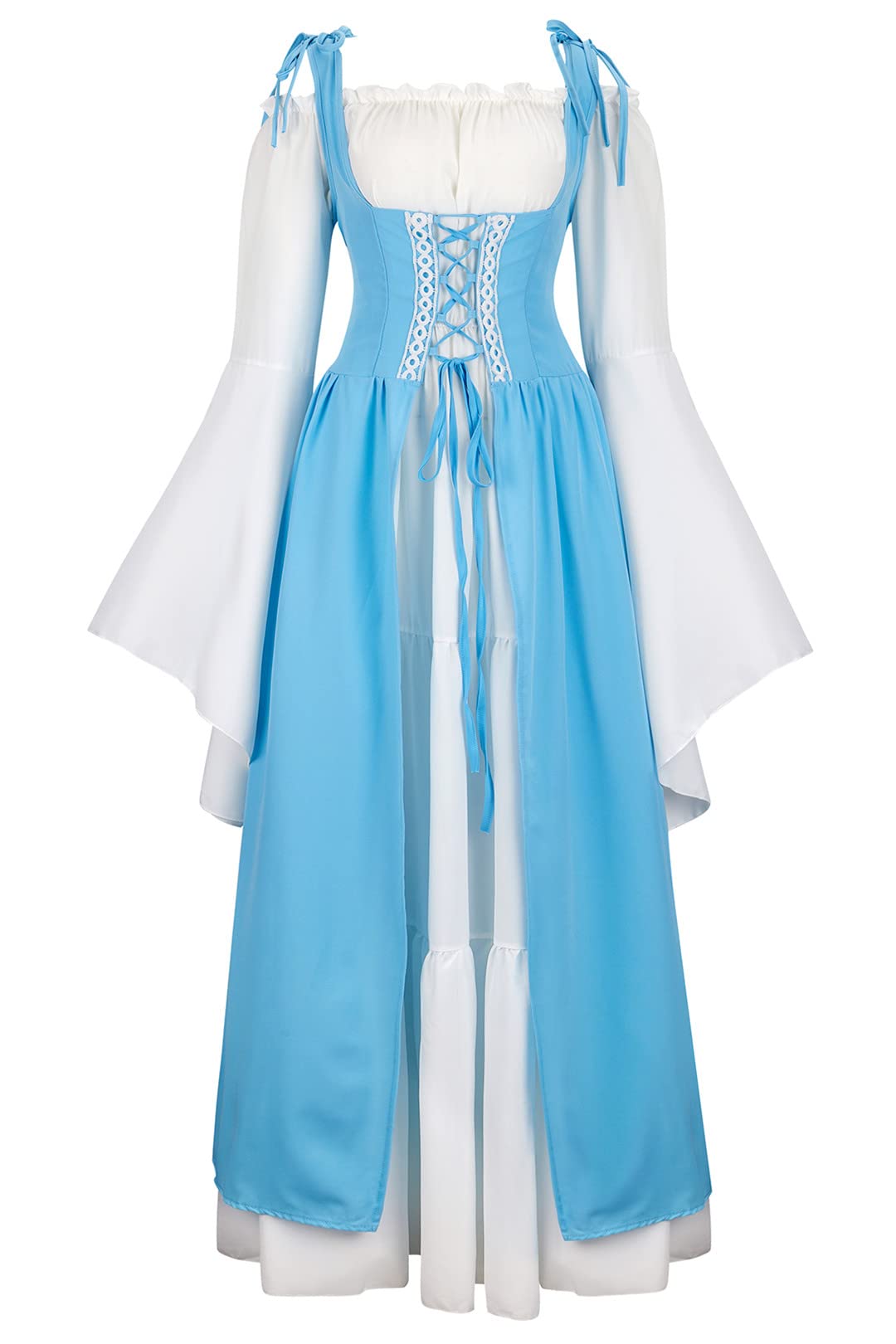 Kranchungel Renaissance Dresses for Women Costume Medieval Irish Over Dress Peasant Fairy Renaissance Dress Ball Gown