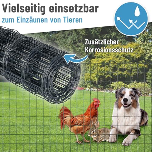 VOSS.garden 10m Gitterzaun 100cm Premium Maschendrahtzaun 100x75mm Gartenzaun anthrazit Wetterfest Punktgeschweißt