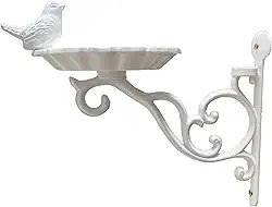 Suporte Comedouro para Pássaros em Metal - Estilo Provençal Colonial Europeu Casa Jardim (Branco)