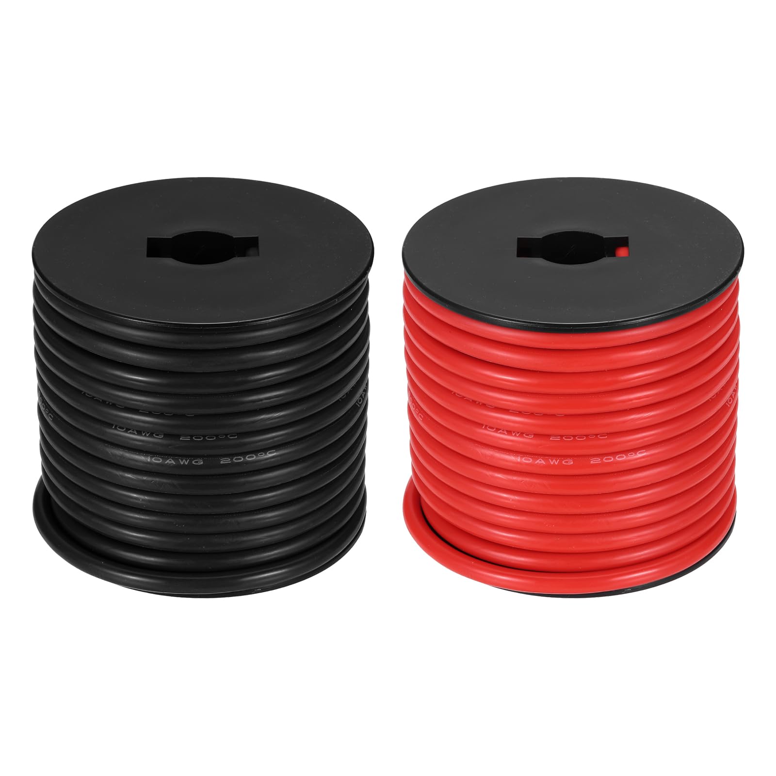 sourcing map 2pcs 10 AWG Silicone Electrical Wire Spool, 10 Gauge 15.2m/50ft Electrical Wires, 600V 200C Tinned Copper Stranded High Temp Battery Wire for Automotive, RV Inverter - Red & Black