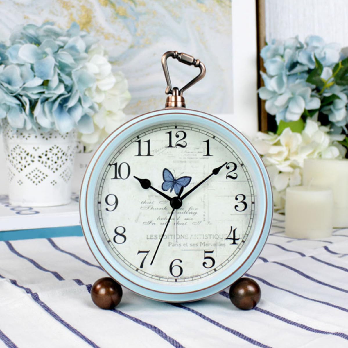 TEHAUX Reloj de Escritorio Alarma Vintage de Vidrio Metal