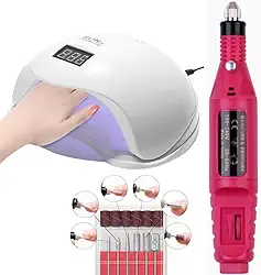 Kit Cabine Unhas Led Uv Gel Bivolt Sun + Lixa Unha Elétrica para Manicure Profissional e Cuidado Doméstico / Estufa Leds 48w Secagem Gel Acrigel - Lixadeira Elétrica Motor Bivolt 110v