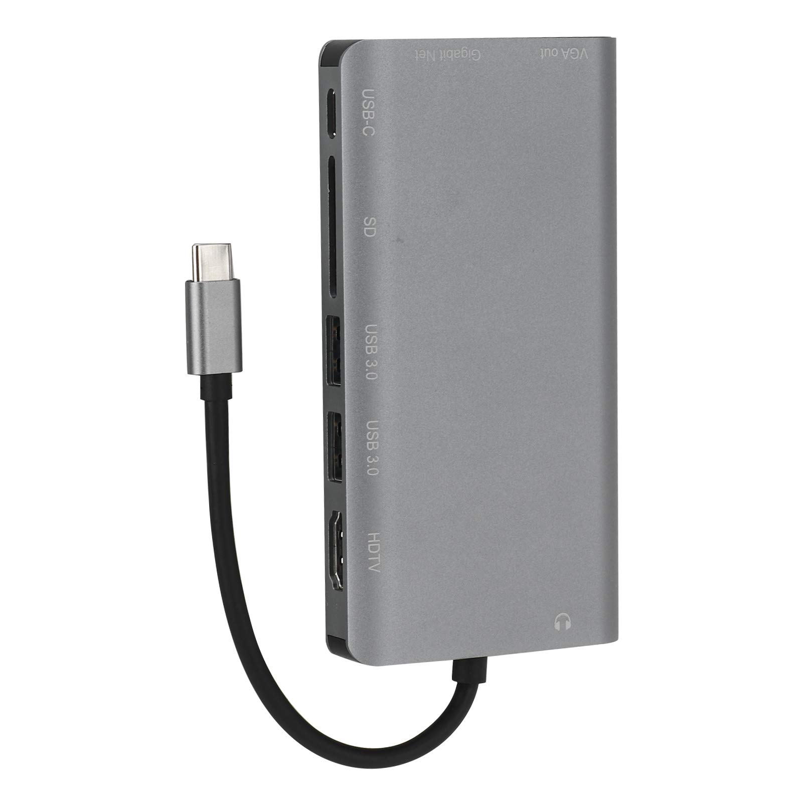 Hub 8 in 1 da tipo C a RJ45 VGA USB 3.0 Jack SD HDTV PD, hub multifunzione per laptop, adattatore in lega di alluminio con ricarica rapida, trasferimento dati ad alta velocità per
