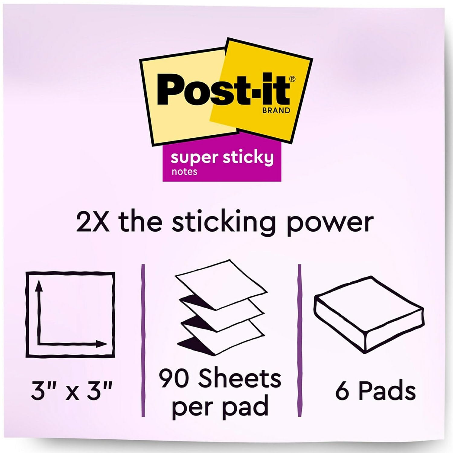 Post-it R3306SST Super Sticky Pop-ups,3-Inch x3-Inch,90 Shts/PD,6/PK,AST Tropical BRZ