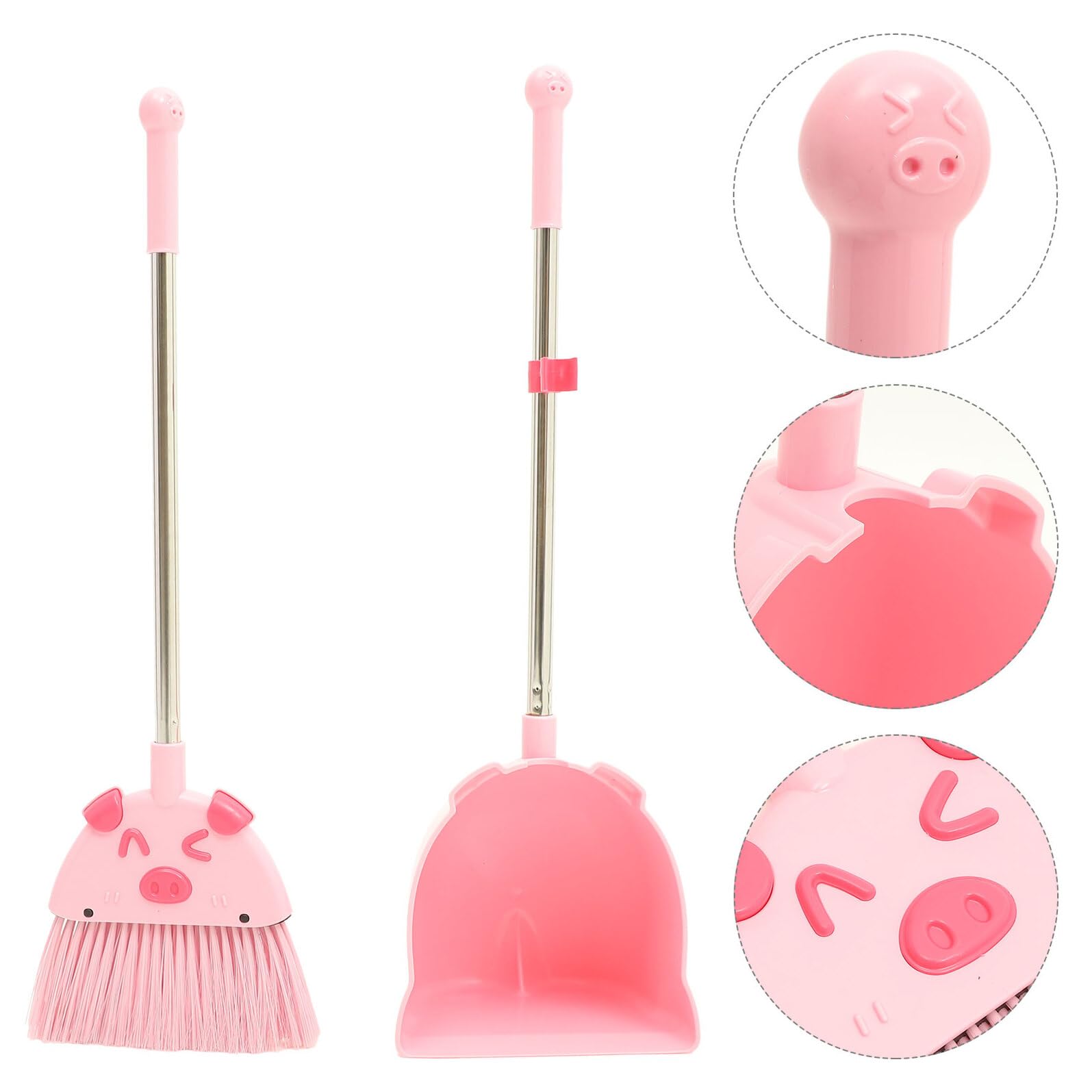 Gatuida Juego de Escoba y Recogedor y Material PP Práctico Diseño Ergonómico en Color Rosa para Niños para Limpieza Hogar