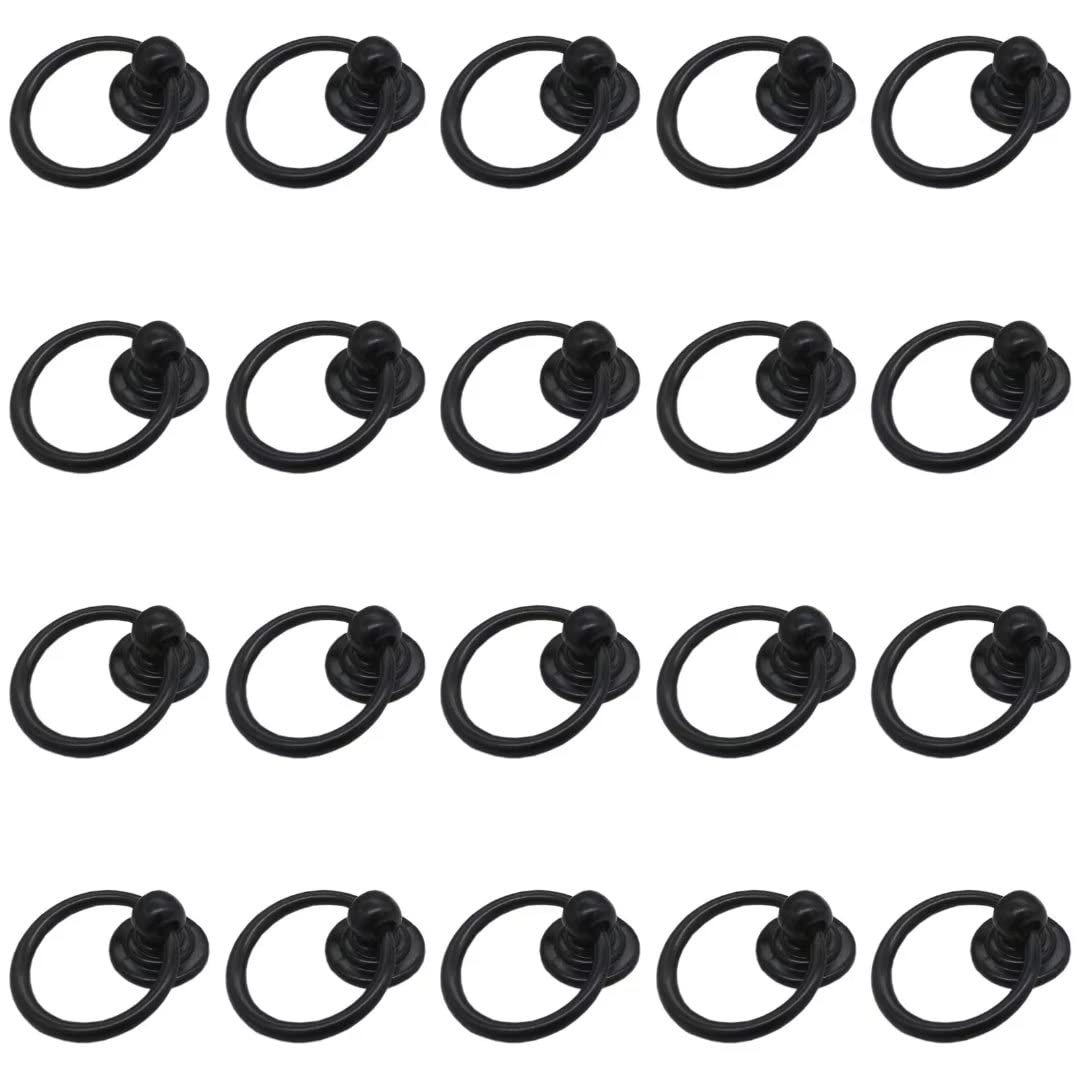 Ydhsikk Black Drawer Handles, Pack Of 20 Multicolor Multiple Sizes Zinc Alloy Door Ring Pull Handles For Cabinet Drawer Wardrobe(,Style A)