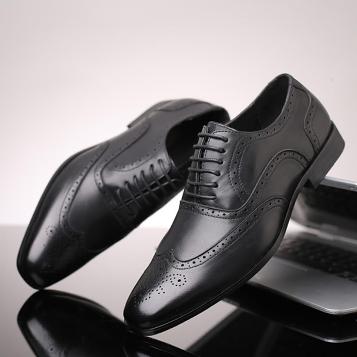 Scarpe Stringate Business Uomo Eleganti Brogue Oxford Classiche | Scarpe da formali PU antiscivolo, suola morbida per lavoro e uso ufficio