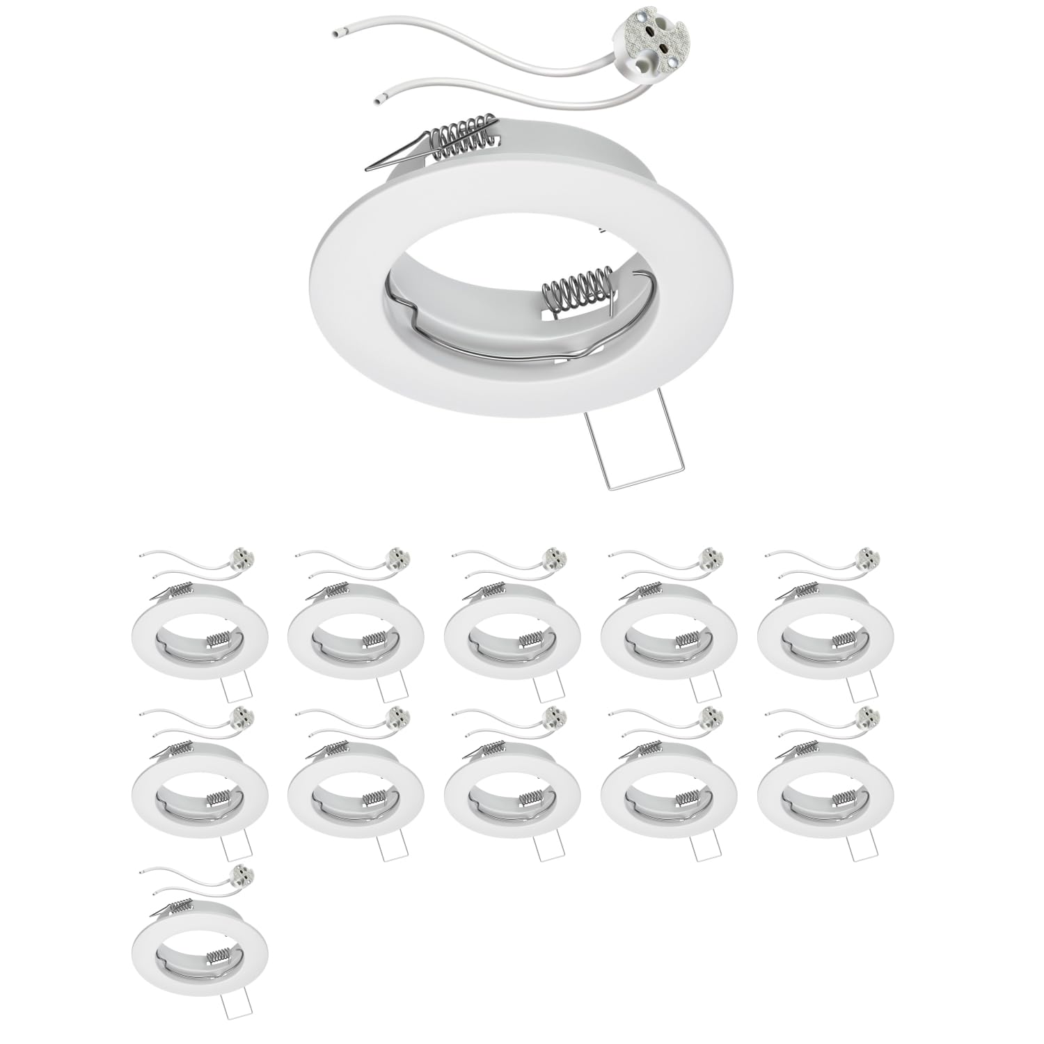 ledscom.de 12x Ceiling recessed Frame Fere recessed Frame White matt (LED/Halogen/MR16/50mm) incl. GU5.3 Socket