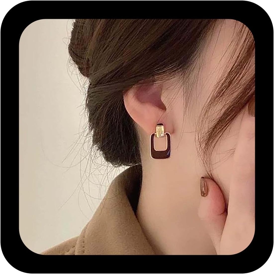 Boho Square Dangle Earrings Vintage Red Resin Rectangle Earrings Red Hollow Square Drop Earring Geometric Rectangle Stud Earring Jewelry for Women