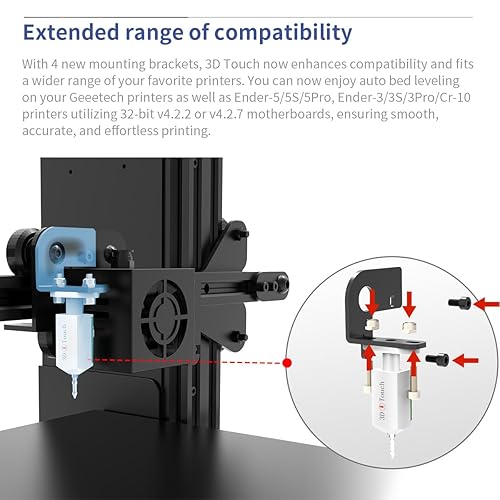 Miniatura 2 de Reemplazo mejorado 3D Touch V3.2 BL-Touch con 4 soportes compatibles con Ender-33S3Pro, Ender-55S5Pro, CR-10 y Geeetech 3D Kit de sensor de
