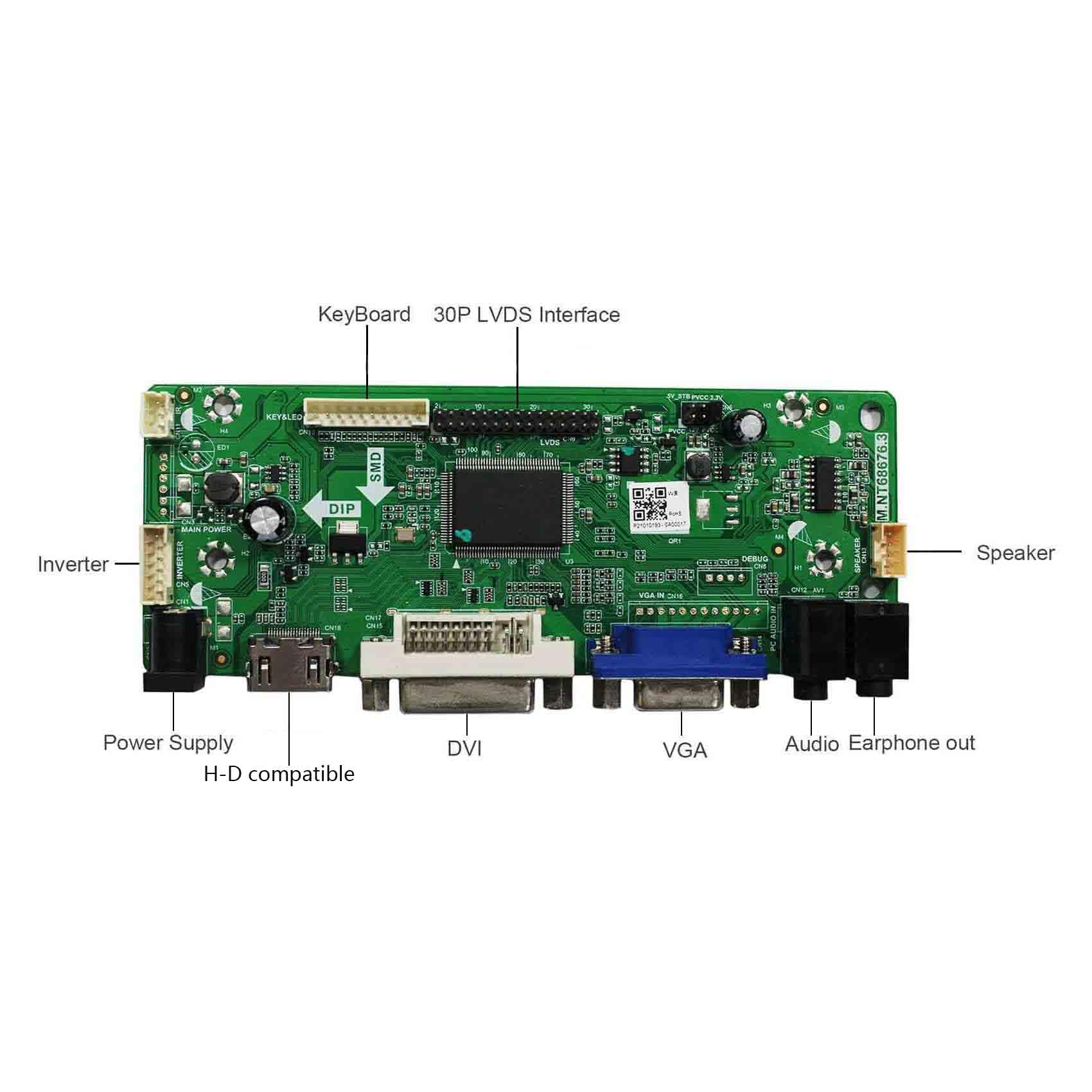 VSDISPLAY Placa controladora H/D DVI VGA LCD para G101ICE-L01