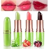 3Pcs Magic Color Changing Lipstick Long Lasting Waterproof 24 Hours Original for Women, Aloe Vera Strawberry Black Red Cherry PH Mood Permanent Color Changing Lipstick Lip Balm, labial magico