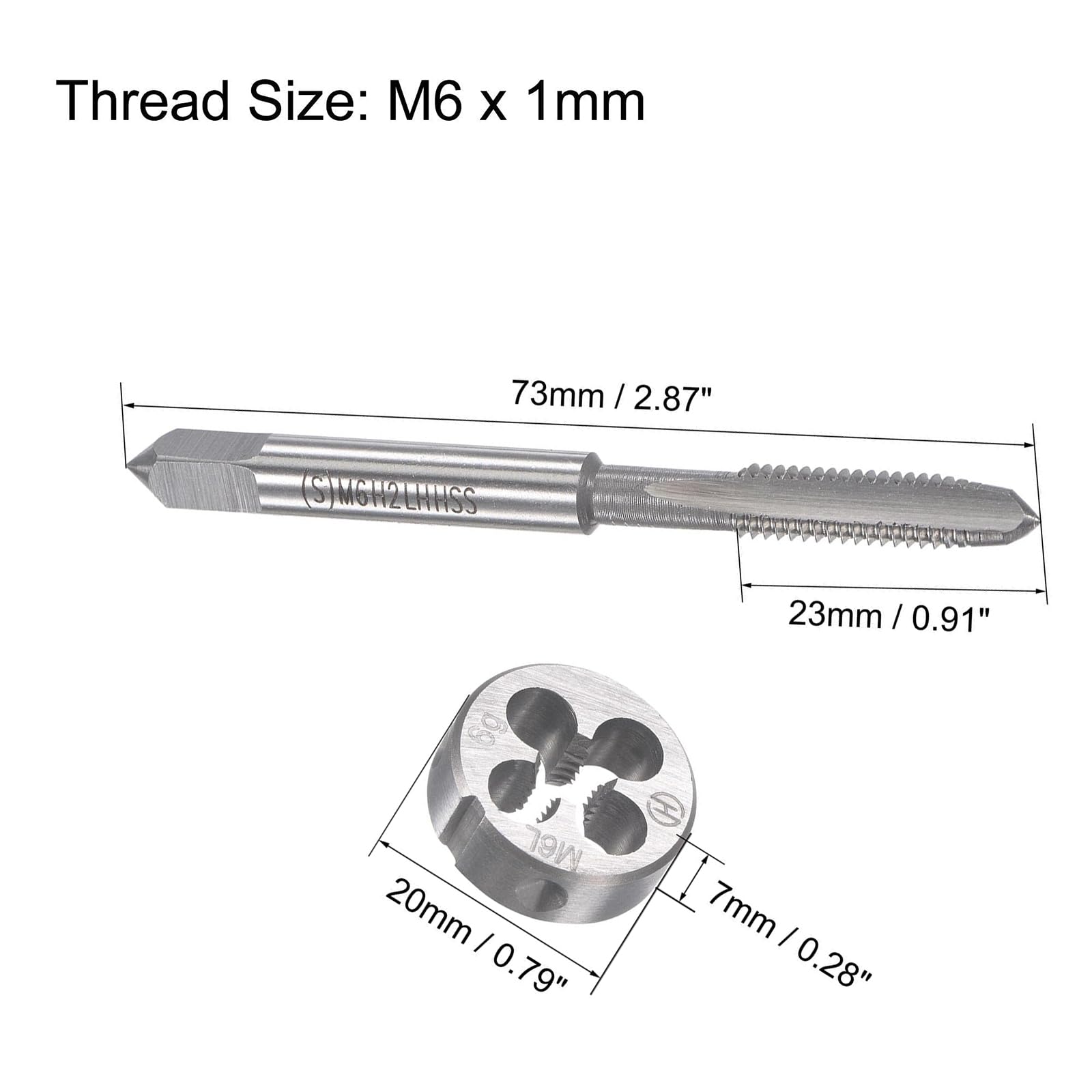MACHSWON M6x1mm Metric Left Hand Tap and Die Set,Machine Thread Screw Tap with Round Threading Die,Tap & Die Kit for Nut Screw Bolt Thread Repair - Image 2