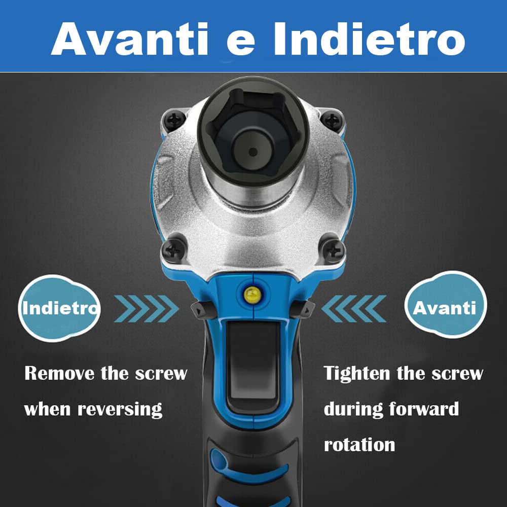 DayPlus Avvitatore ad Impulsi Pneumatico 18V con 2 Batterie 6.0Ah, 420Nm Avvitatori a Massa Battente Porfessionale, Mandrino 13mm, Impulsi/min 0-4400, Avanti e Indietro, Luce LED