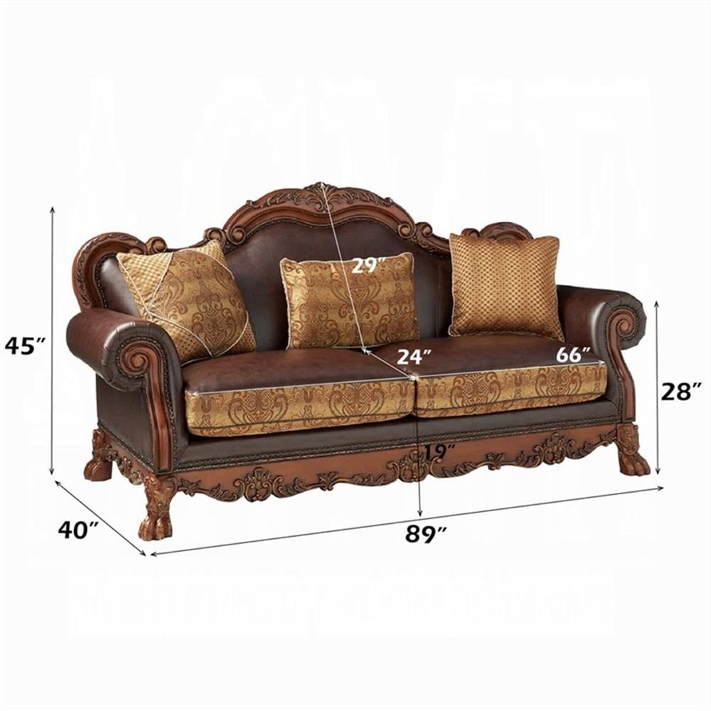 Amazon.com: Acme Dresden Rolled Arm Upholstered Faux Leather Sofa
