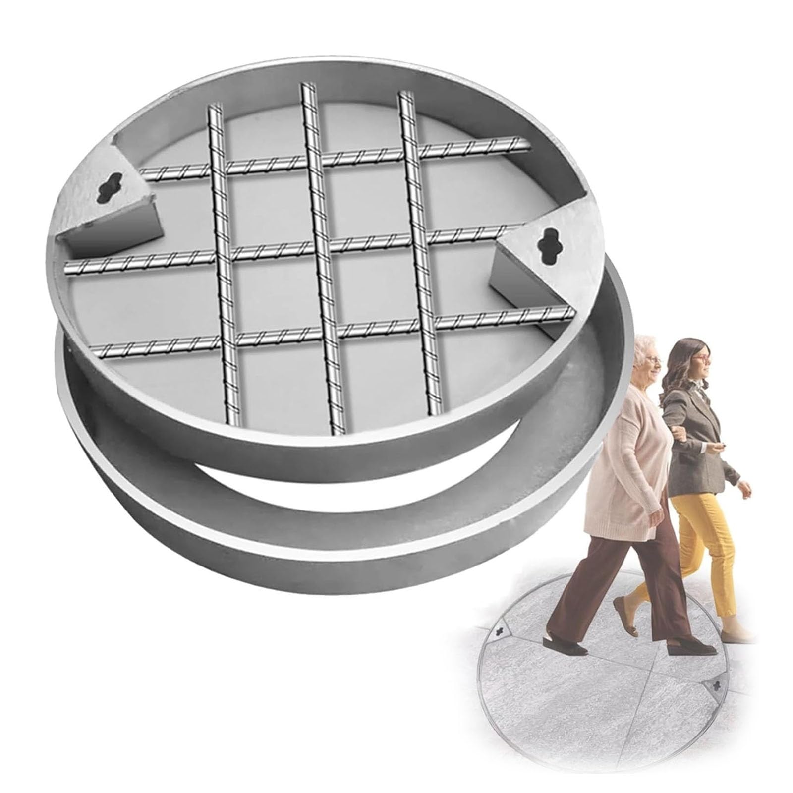 GJMSSMY Invisible Stainless Steel Manhole Cover, Round Flush Septic Tank Covers, Easy to Install Hidden Access Covers & Frames (80CM/31.5IN) -, Modern Design