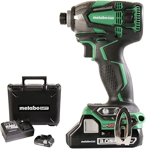 Metabo HPT Kit de destornillador de impacto inalámbrico de 18 V Tecnología de triple martillo Dos baterías compactas de iones de litio de 3.0 Ah