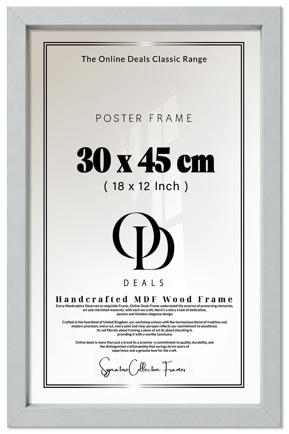 OD Deals | Sophisticated Wall Display (30 X 45 CM) — Crystal Clear Perspex Panel For Vertical And Horizontal Hanging Or Tabletop Use 18 X 12 Inch Light Grey Border To Elevate Living Room Ambience
