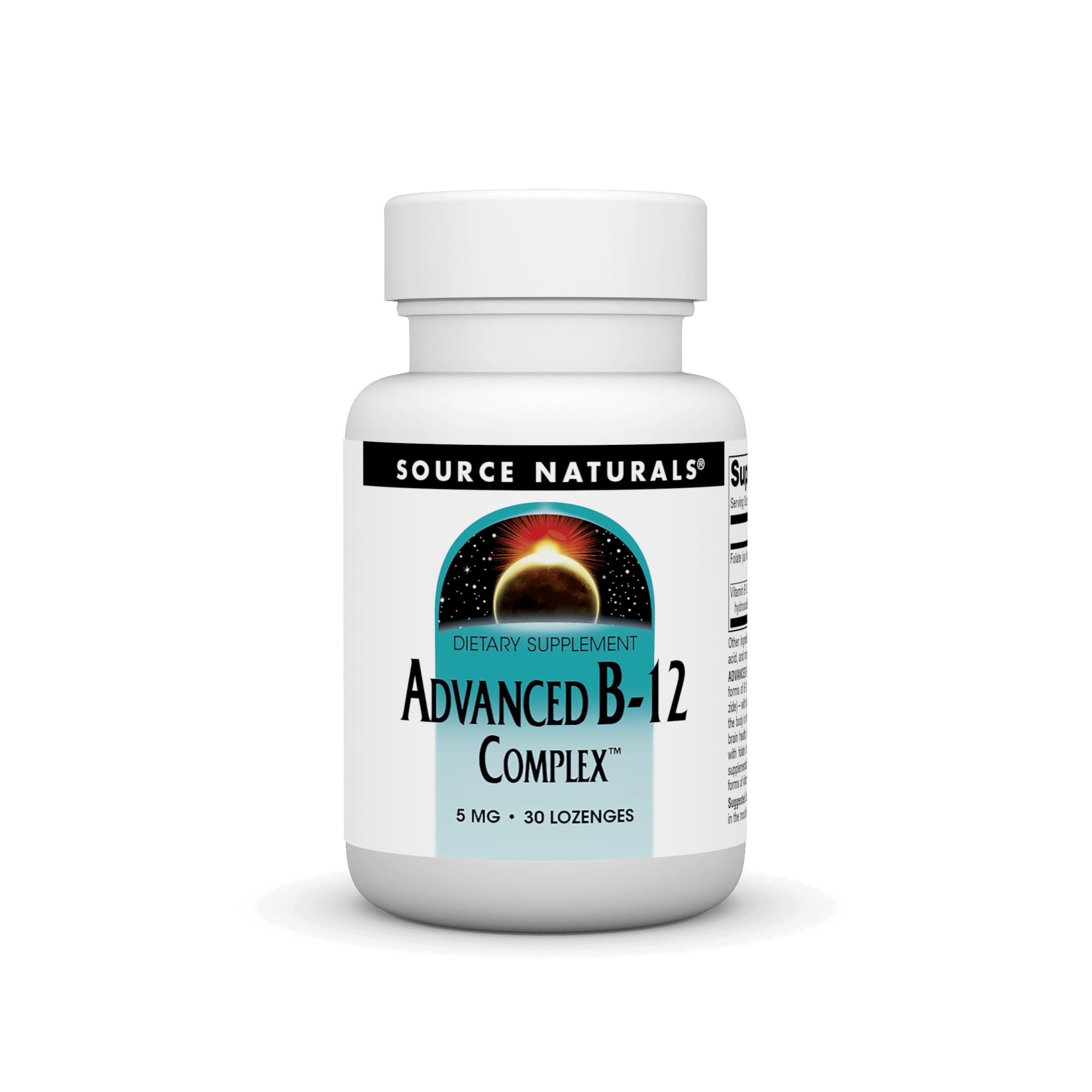 Source Naturals Product Image Advanced B-12 Complex,Promotes Normal Folic Acid Metabolism*, 5 MG - 30 Lozenges