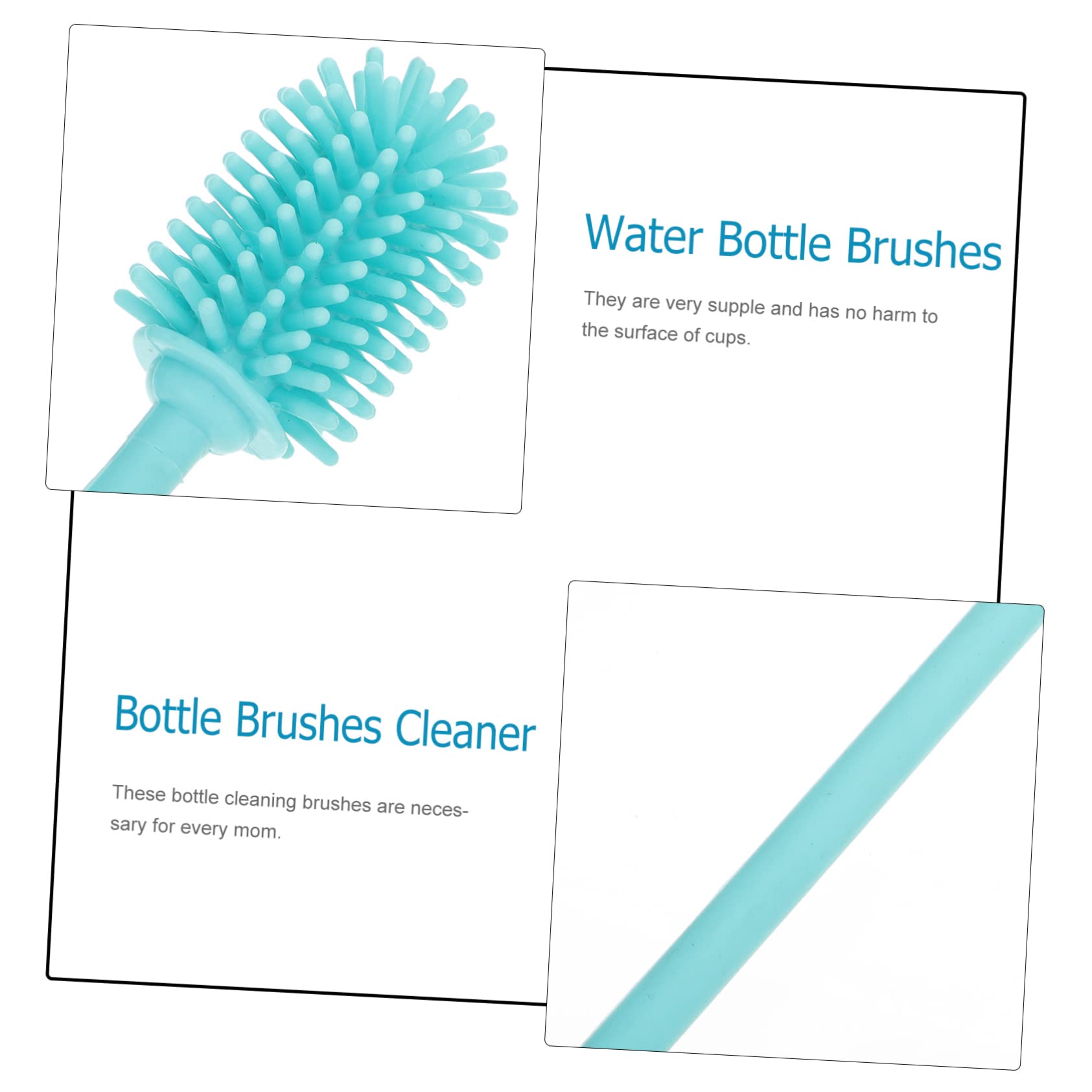 Healeved 1pc Silicone Bottle Brush Cup Cleaner Brush Glink Water Bottle Water Bottles Cup Brush Flexible Scrub Brush Long Handle Bottle Brush Glasses Cleaner Blue Food Grade Silicone