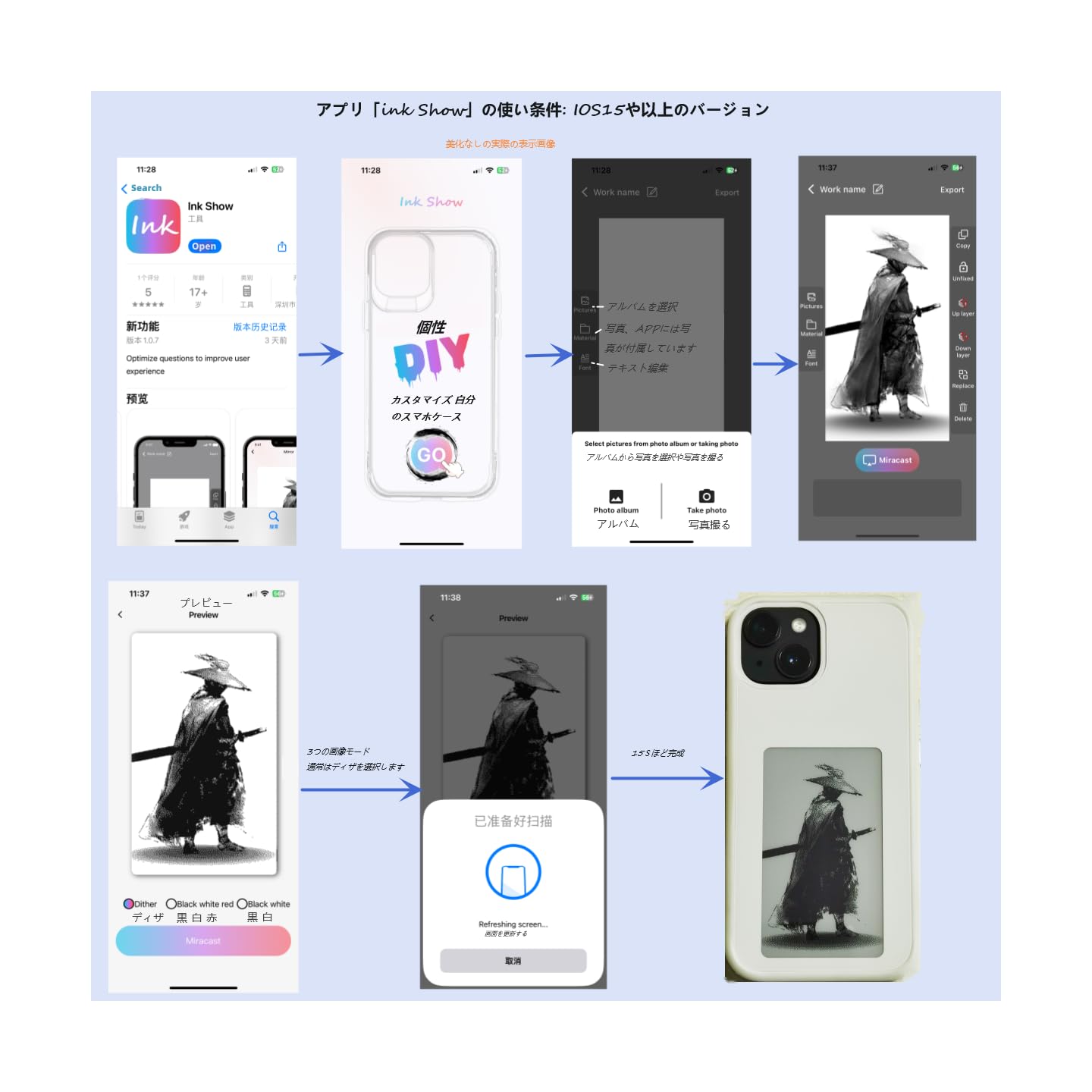 Amazon.co.jp: KSOPUERT Inkスクリーン DIY スマホケース 適応