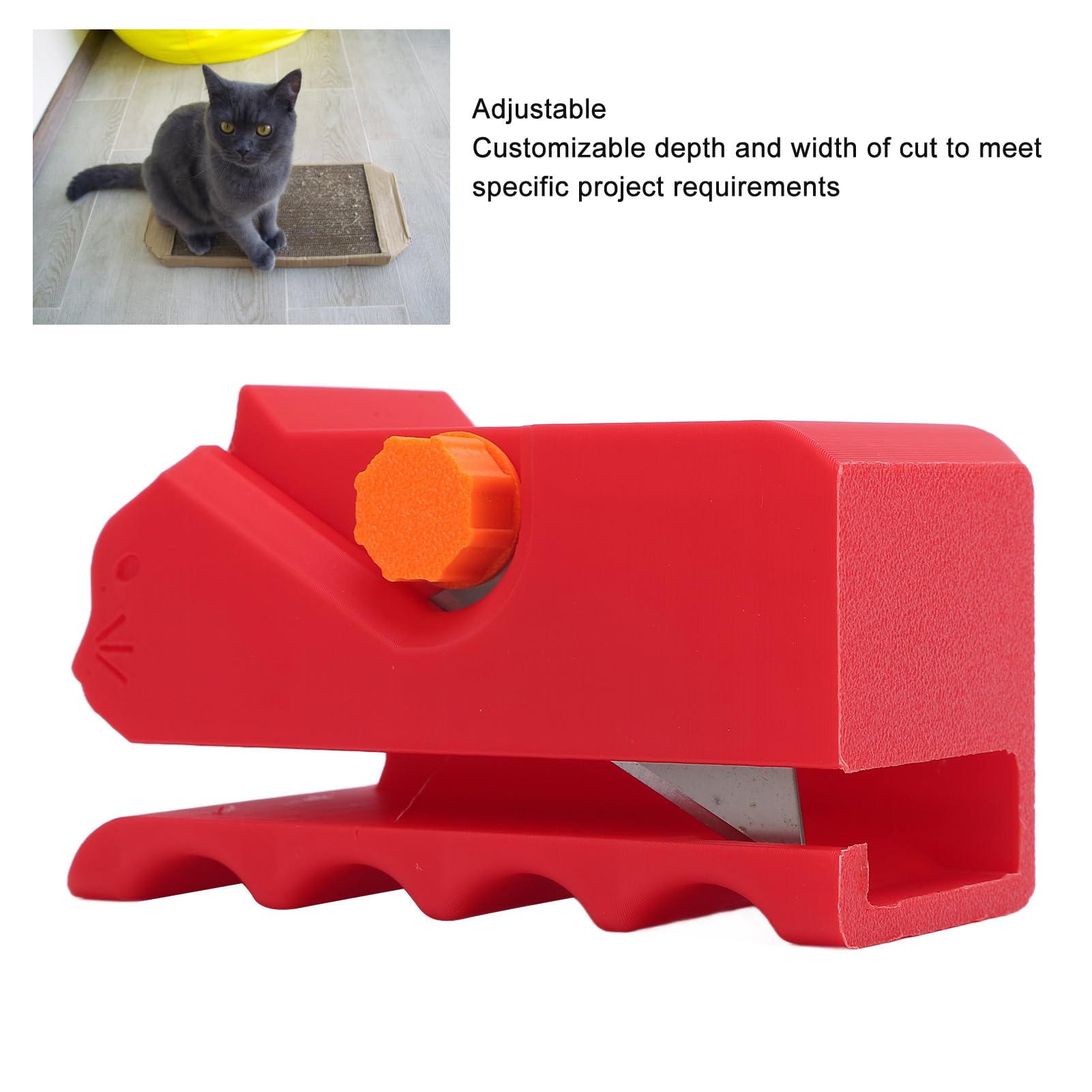 CHICIRIS Cat Scratch Cardboard Cutter, Regulowane i Kompaktowe Narzędzie do Majsterkowania, Noża do Drapania, do Konfigurowalnych ustawień Cięcia (czerwony)