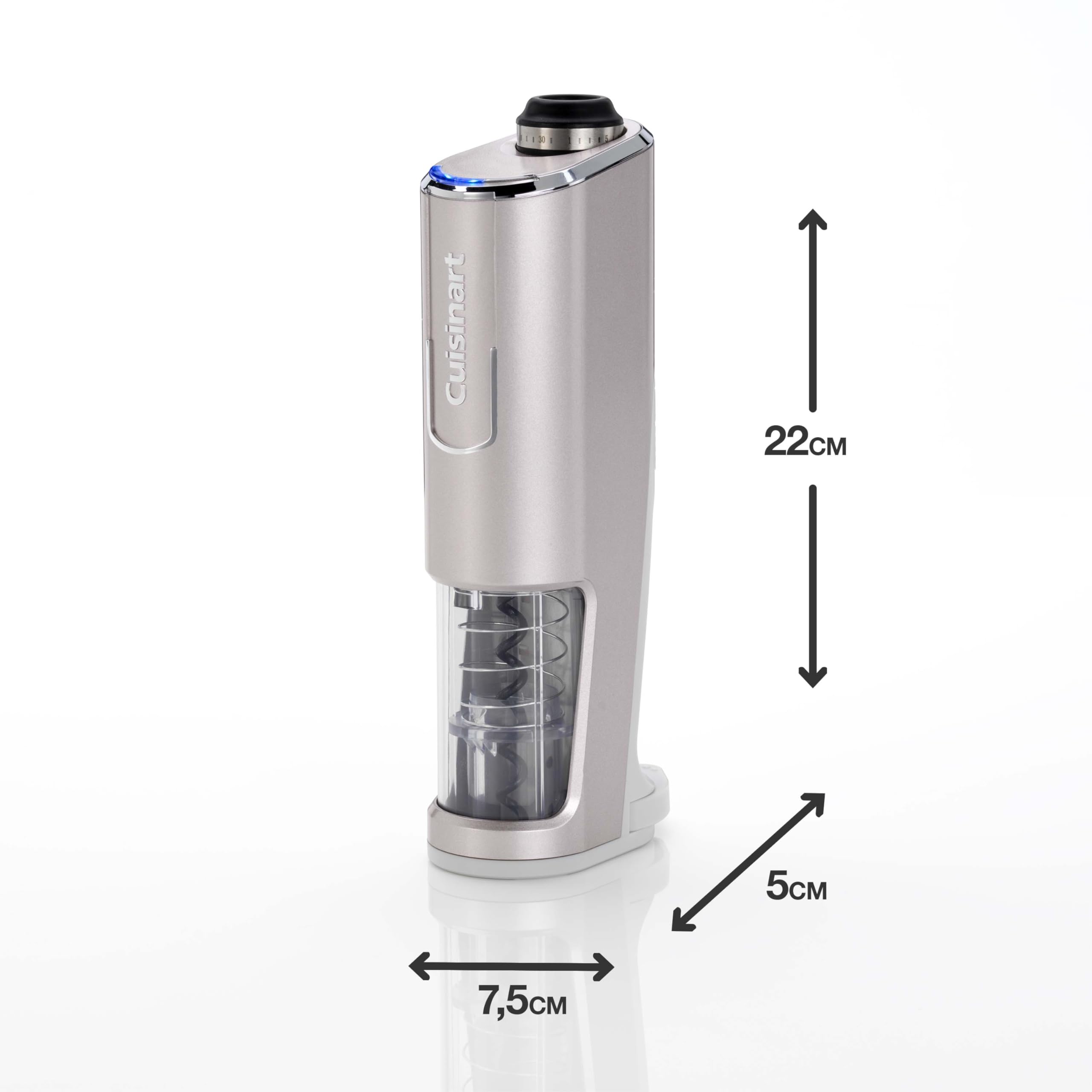 Cuisinart Abridor de Vino Inalámbrico con Sellador de Vacío | Abridor de botellas con tapón de corcho | hasta 50 botellas | Cortador de papel de aluminio integrado | Regalo para amantes del vino
