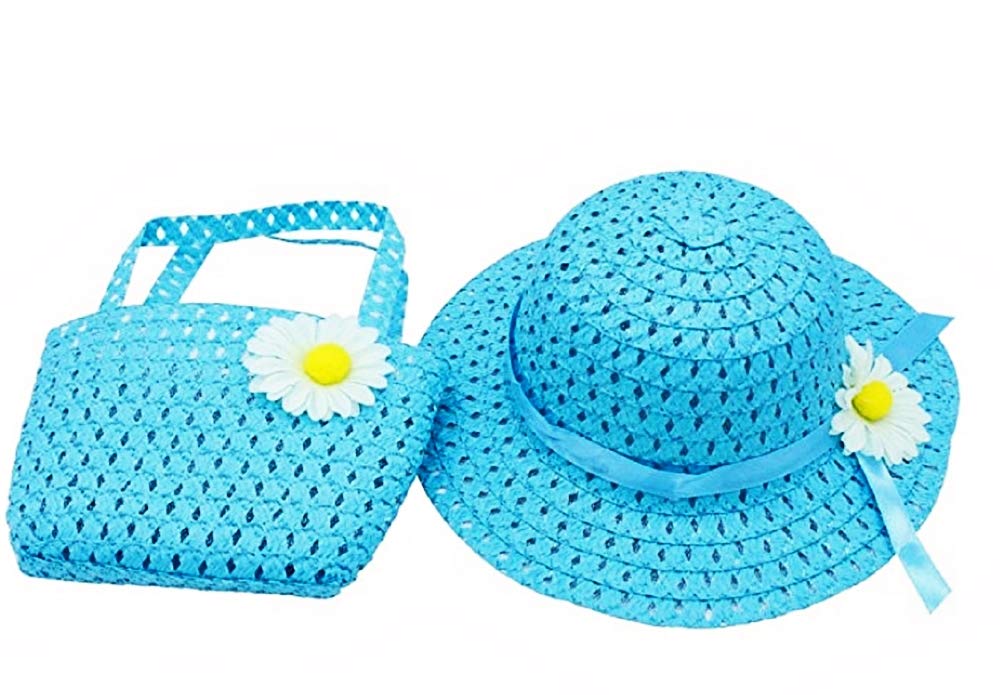 LoveLegis Sombrero para el Sol - Bolso de Paja - niña - Verano - Elegante - protección Solar - Lote de Dos Piezas - Idea de Regalo de cumpleaños