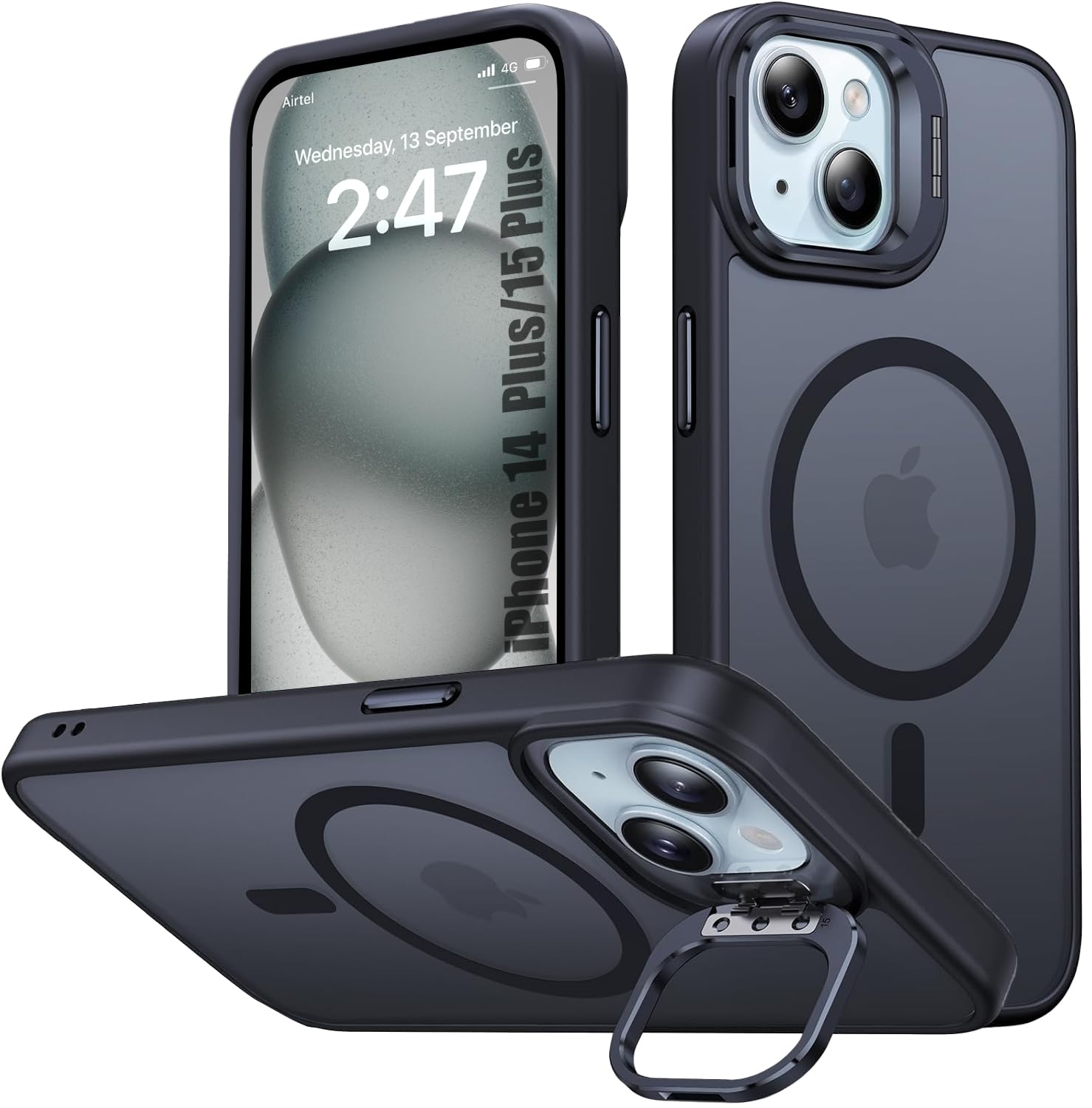 EGOTUDE Magnet Stand Case for iPhone 15 Plus & iPhone 14 Plus | Translucent Frosted Back Cover Compatible with Mag-Safe (B0D8ST3JX5) Amazon Price History, Amazon Price Tracker