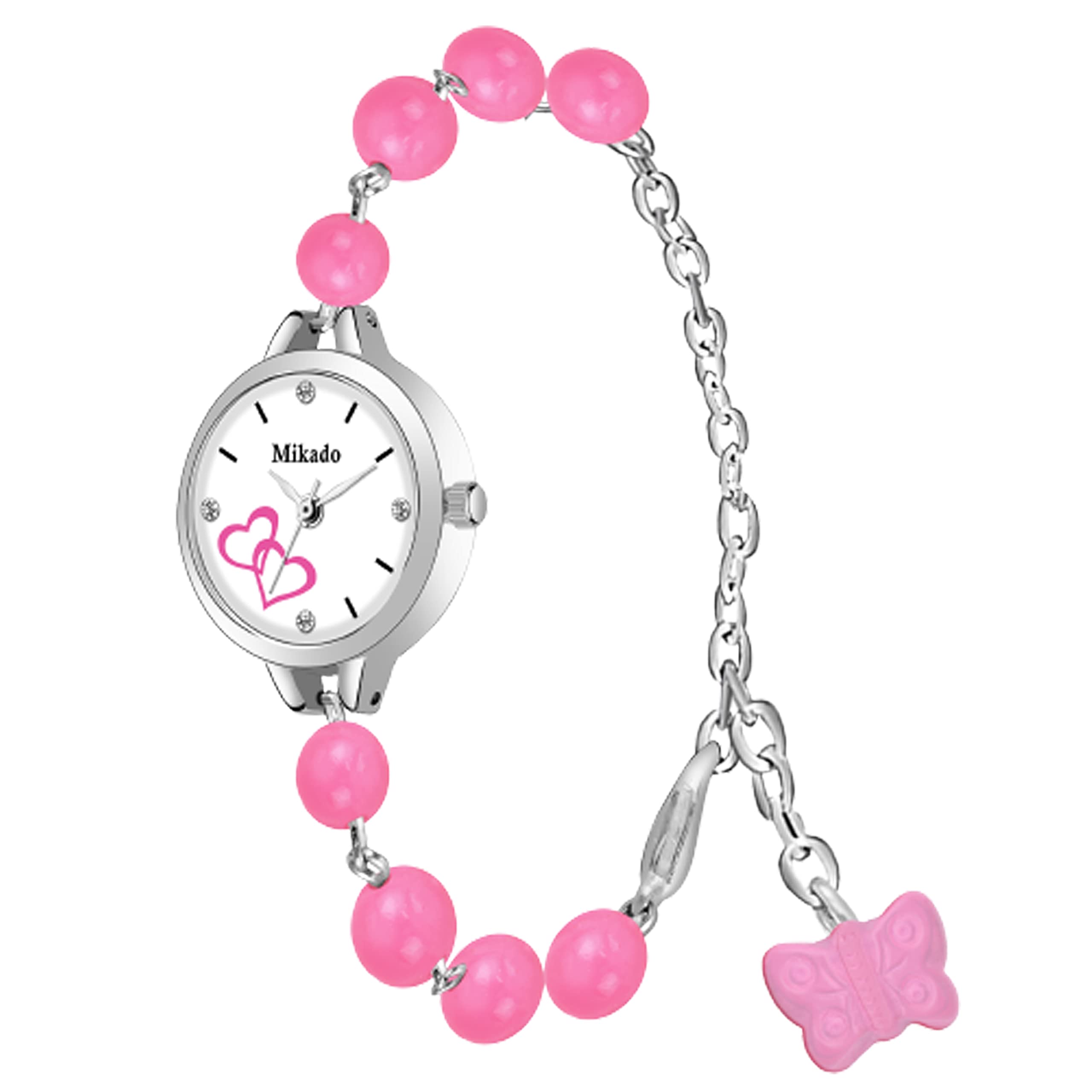 Mikado Beaded Bracelet Type Pink Analog Watch for Girls & Women (B0BZ8HFTD2) Amazon Price History, Amazon Price Tracker