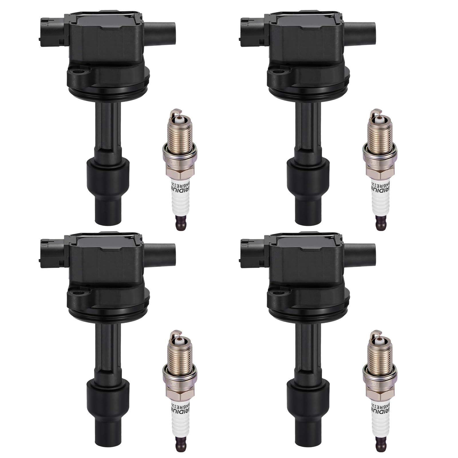 BDFHYK 4 Ignition Coil Pack UF365 and 4 Iridium Spark Plug 7092 Compatible with Volvo 2000-2004 S40 1.9L l4, 2000-2004 V40 1.9L l4 Coil for 5C1317 C724 CUF365 5076 GN10422