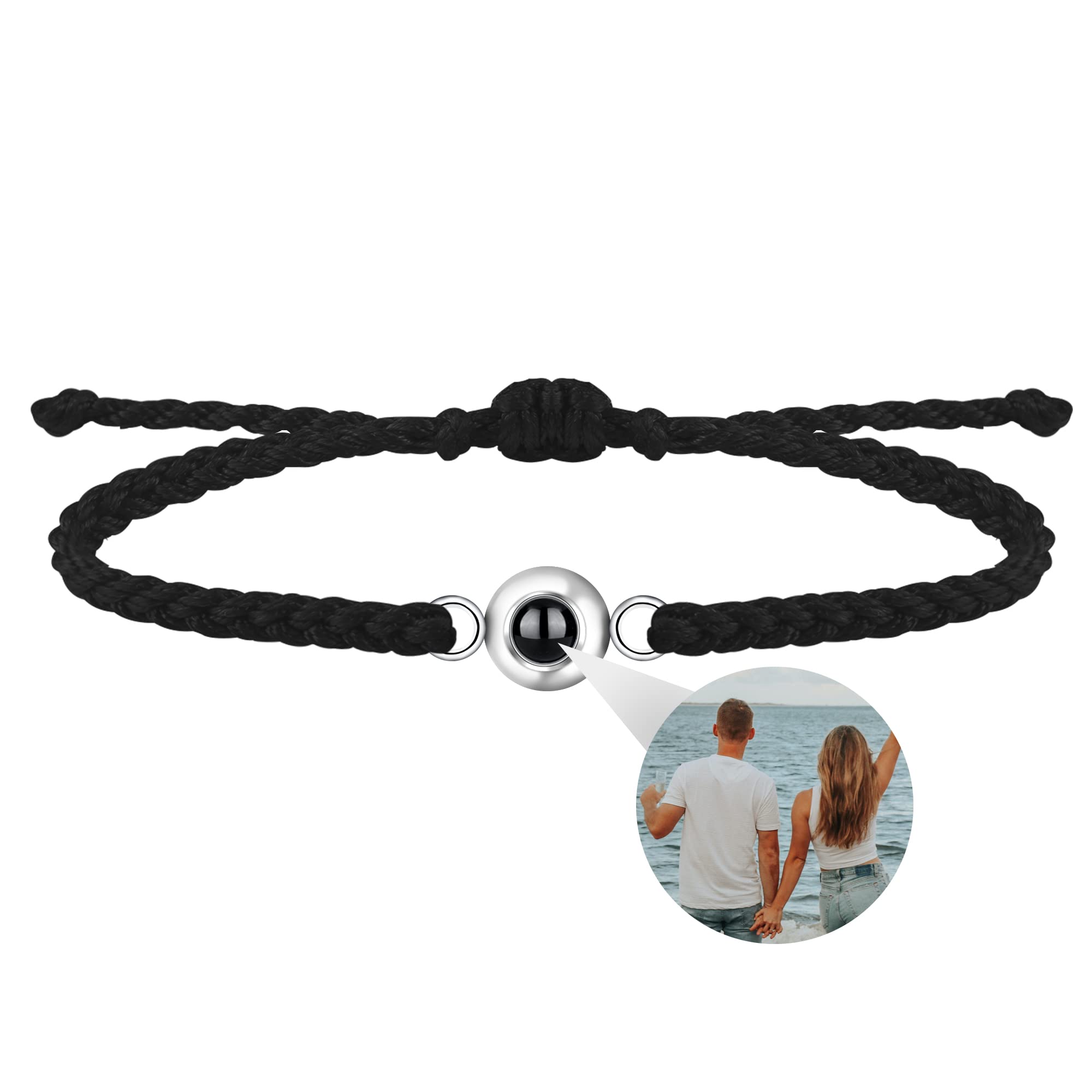 IroncticPulsera de foto personalizada con imagen en el interior. Proyección de imagen personalizada Pulsera de foto circular Aniversario conmemorativo Regalos de cumpleaños para mujeres Hombres