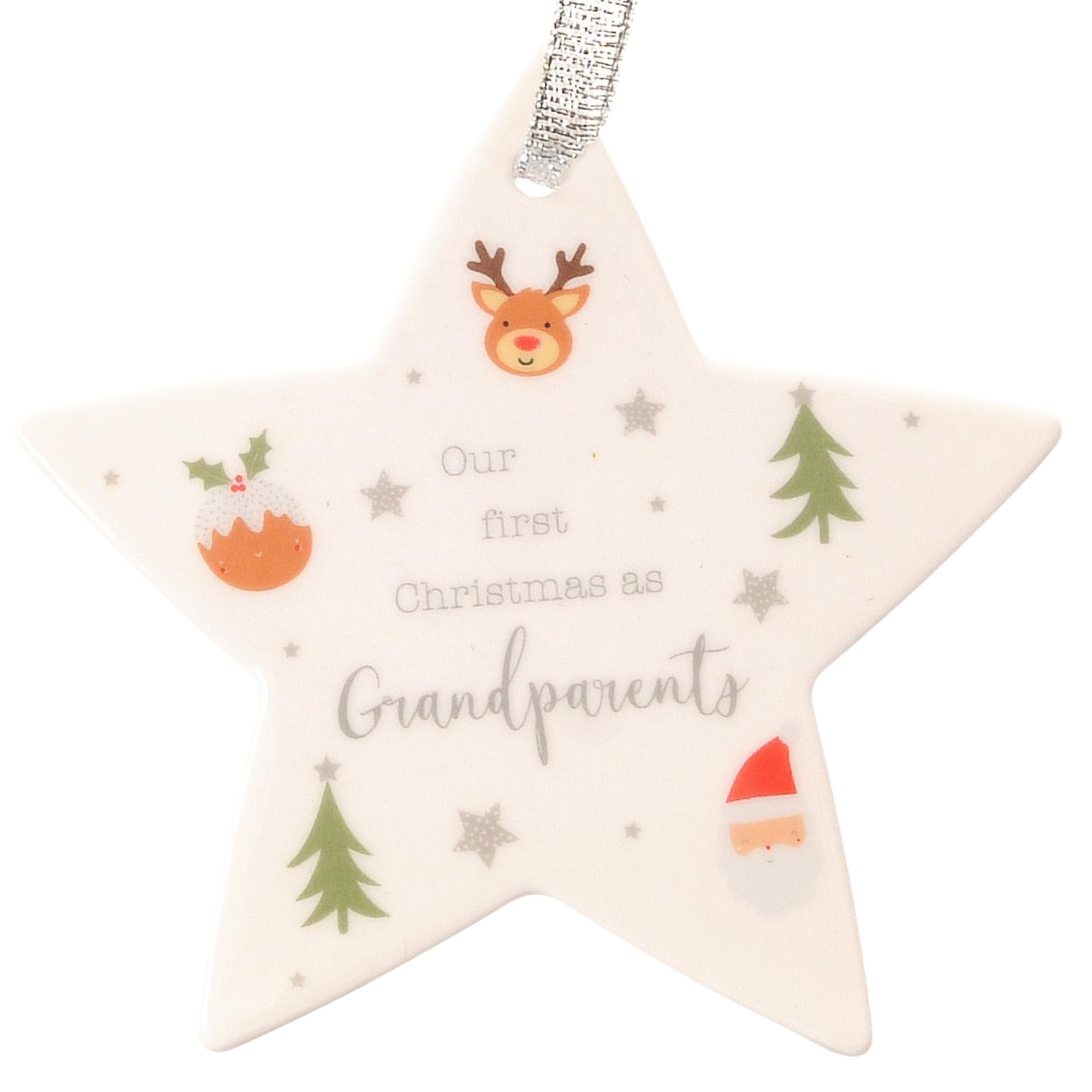 Ziggle Men's Grandparents Baby - Christmas Tree Decorations - Newborn Baby Gifts - Cute Personalised Gifts - Our First Christmas Hanging Star - …