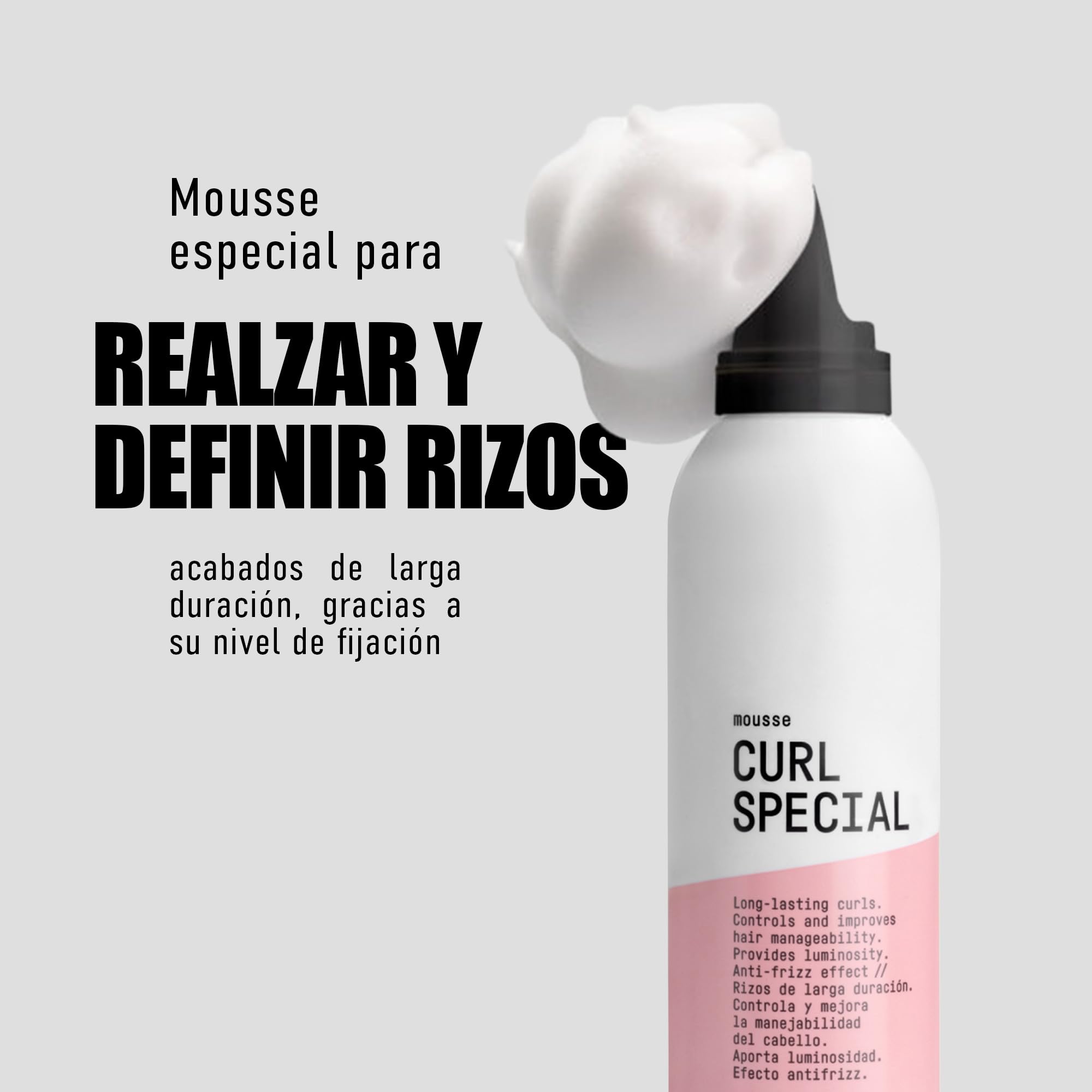 GLOSSCO PROFESSIONAL - Espuma Rizos Curl Special Mousse, 300 ml, Fijación Nivel 4, Define y Moldea Rizos y Ondas, Aporta Brillo, Controla el Frizz, Acabado Natural y Flexible, Volumen Duradero