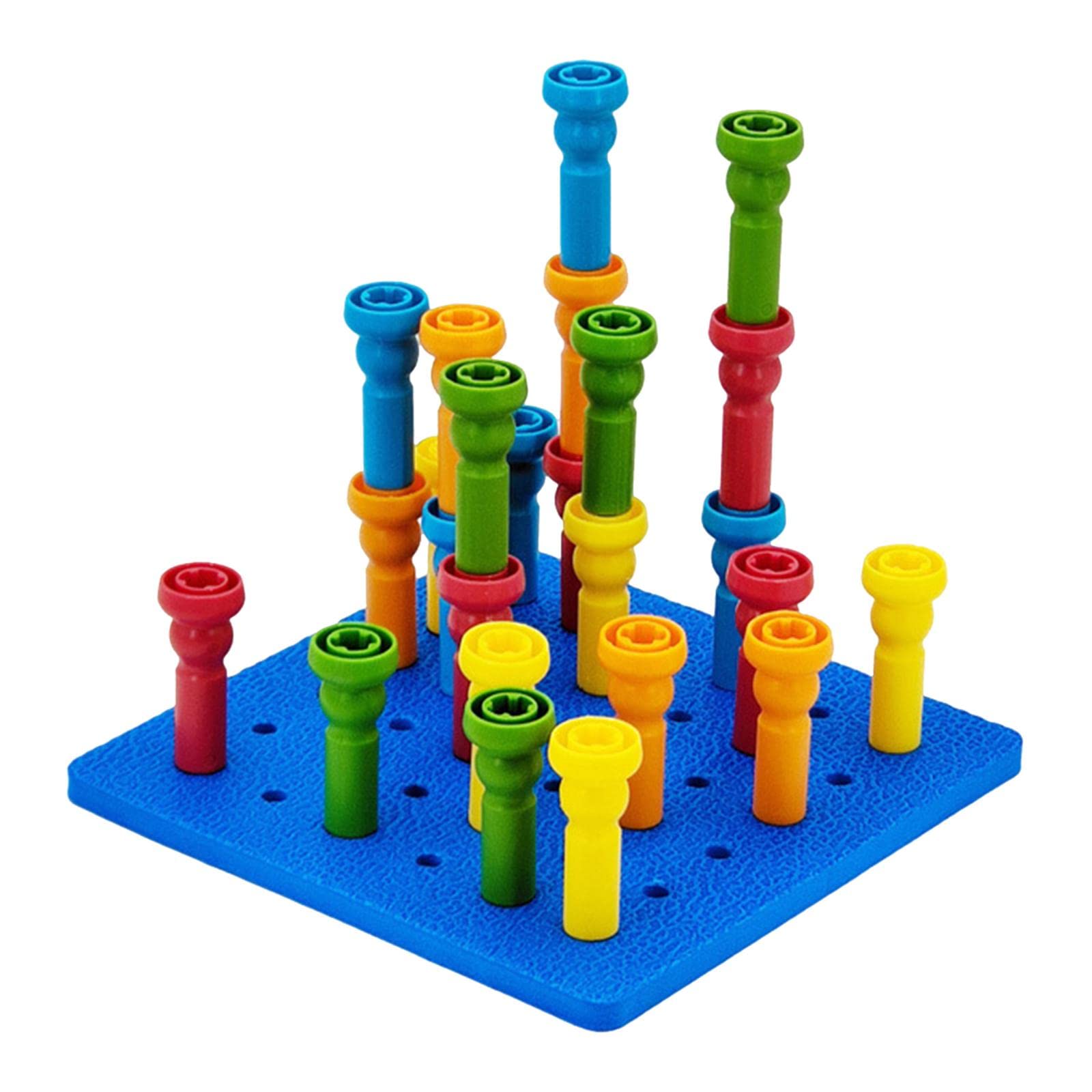 Stacking Peg Board Set Preschool 25 Pegs & Board for Boys Girls,Type 1
