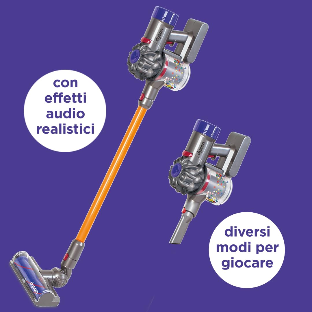 Casdon Dyson aspirapolvere senza filo | Aspirapolvere Dyson giocattolo interattivo ufficialmente autorizzato per bambini da 3 anni in su | Giochi di ruolo realistici e divertenti