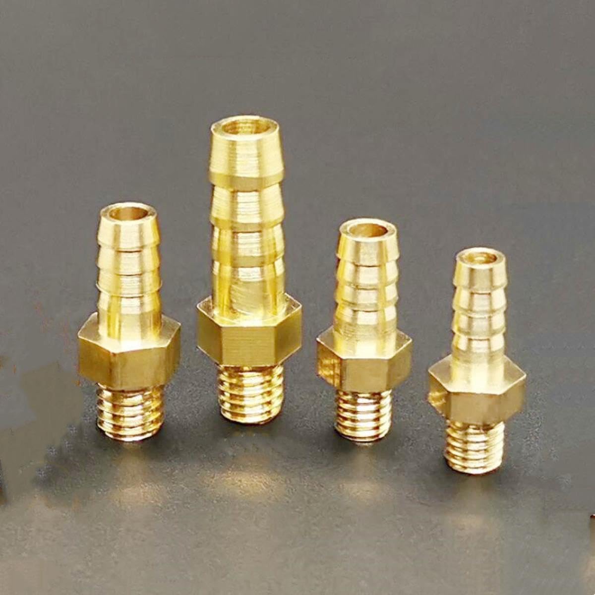 QUARKZMAN Raccordi in Ottone 6mm Spina G1/4 Femmina Filettatura Raccordo Tubo Flessibile Connettore Adattatori per Tubo Flessibile Collegamento Giardino [5 Pezzi, Tono Oro