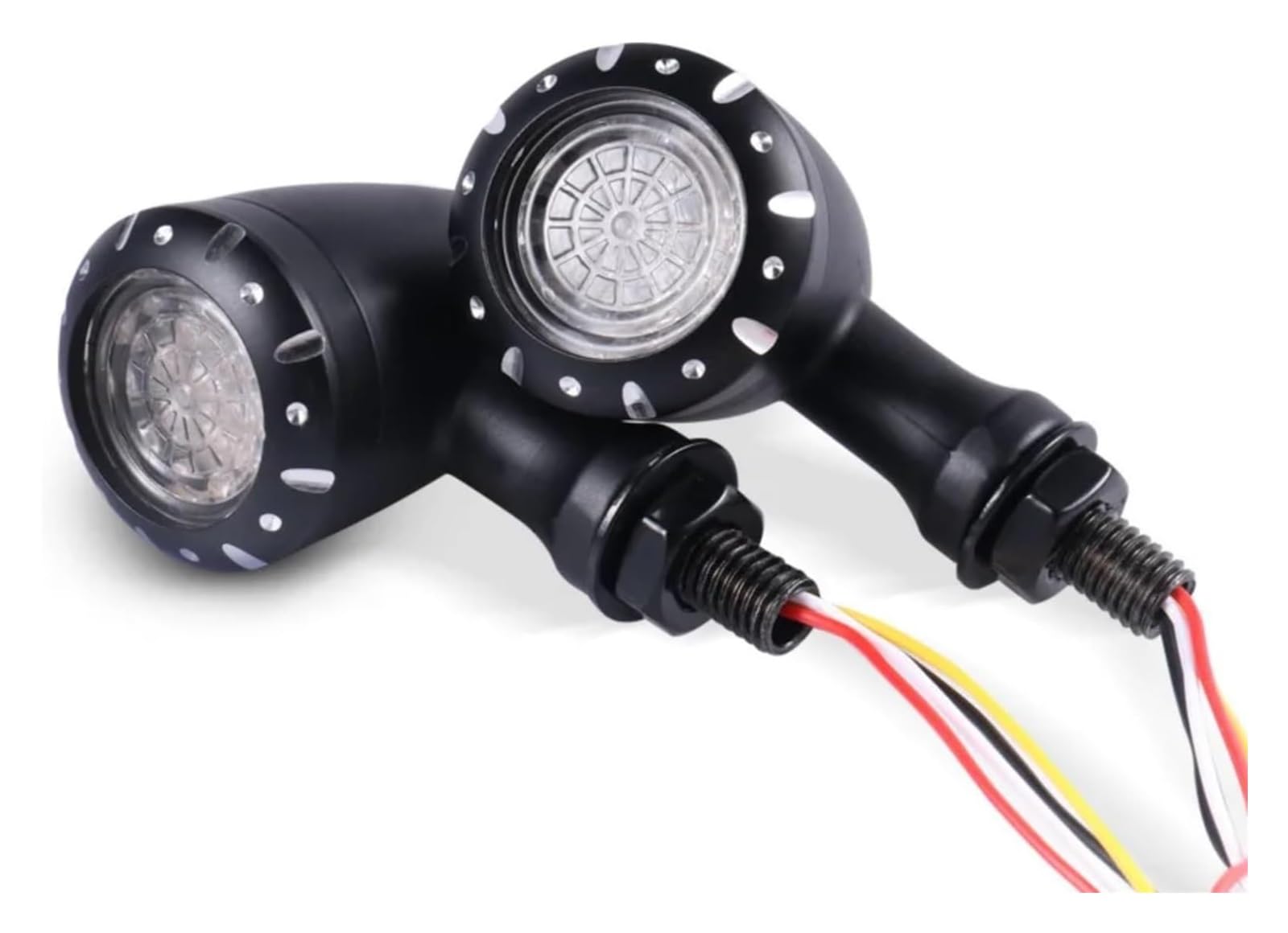 Indicatore di direzione Moto Indicatore di Direzione per Moto Spia Luce Lampeggiante Freno(2pcs Black)