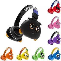 Fone Ouvido Bluetooth Infantil Mostrinhos Sem Fio Kids 4 Cores Divertidas (PRETO)