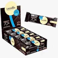 20 Tabletes de Chocolate Amargo 70% Cacau 20g Zero Adição de Açúçar e Zero Lactose Doce Saudável Fitness Dieta Low Sugar