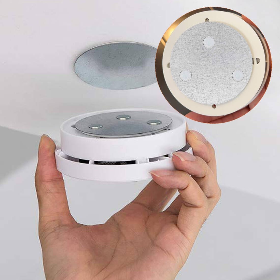 Smoke Detector Magnetic Holder Set Of 3 With Extra Strong Adhesive