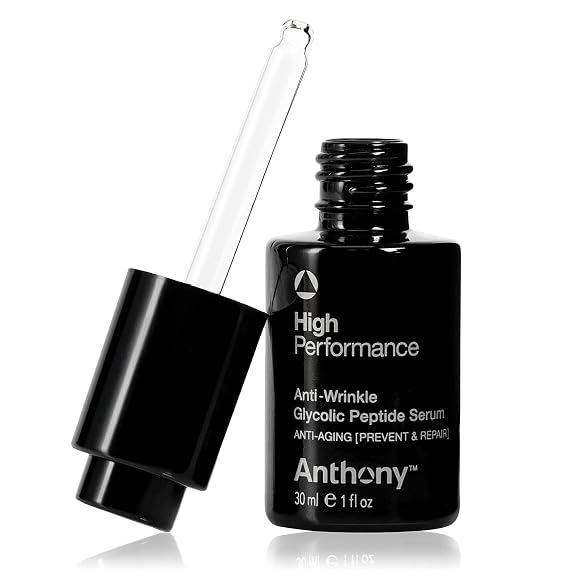 Anthony High Performance Anti-Wrinkle Glycolic Peptide Serum, Anti-Aging Lifting Moisturizer with Glycolic Acid, Peptides, Biotin, Pullulan and Algae Extract, Hydrates and Firms All Skin Types,1 Fl Oz