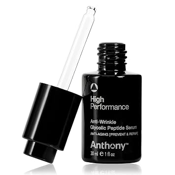 Anthony High Performance Anti-Wrinkle Glycolic Peptide Serum, Anti-Aging Lifting Moisturizer with Glycolic Acid, Peptides, Biotin, Pullulan and Algae Extract, Hydrates and Firms All Skin Types,1 Fl Oz