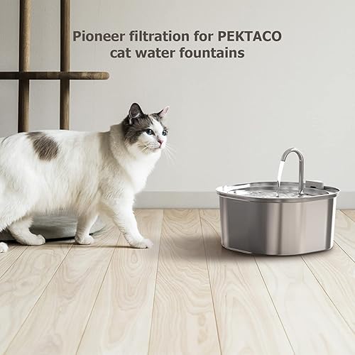 Miniatura 3 de PEKTACO Filtros de fuente de agua para gatos, esponjas de repuesto y prefiltro para fuente automática de mascotas de 3.2L108 onzas, dispensador de