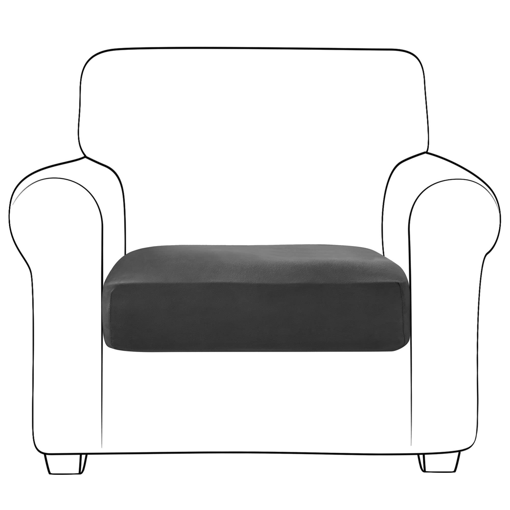 SVFOEBJM Velvet Sofa Seat Cushion Covers, Sofa Cushion Covers Stretch Couch Cushion Cover Soft With Elastic Bottom Sofa Seat Cover For Chair Sofa-black-1 seater